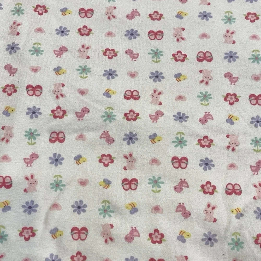 HTF Rare Carters‎ Pink Baby Blanket Embroidered Heart Flower Bunny Shoes Bee
